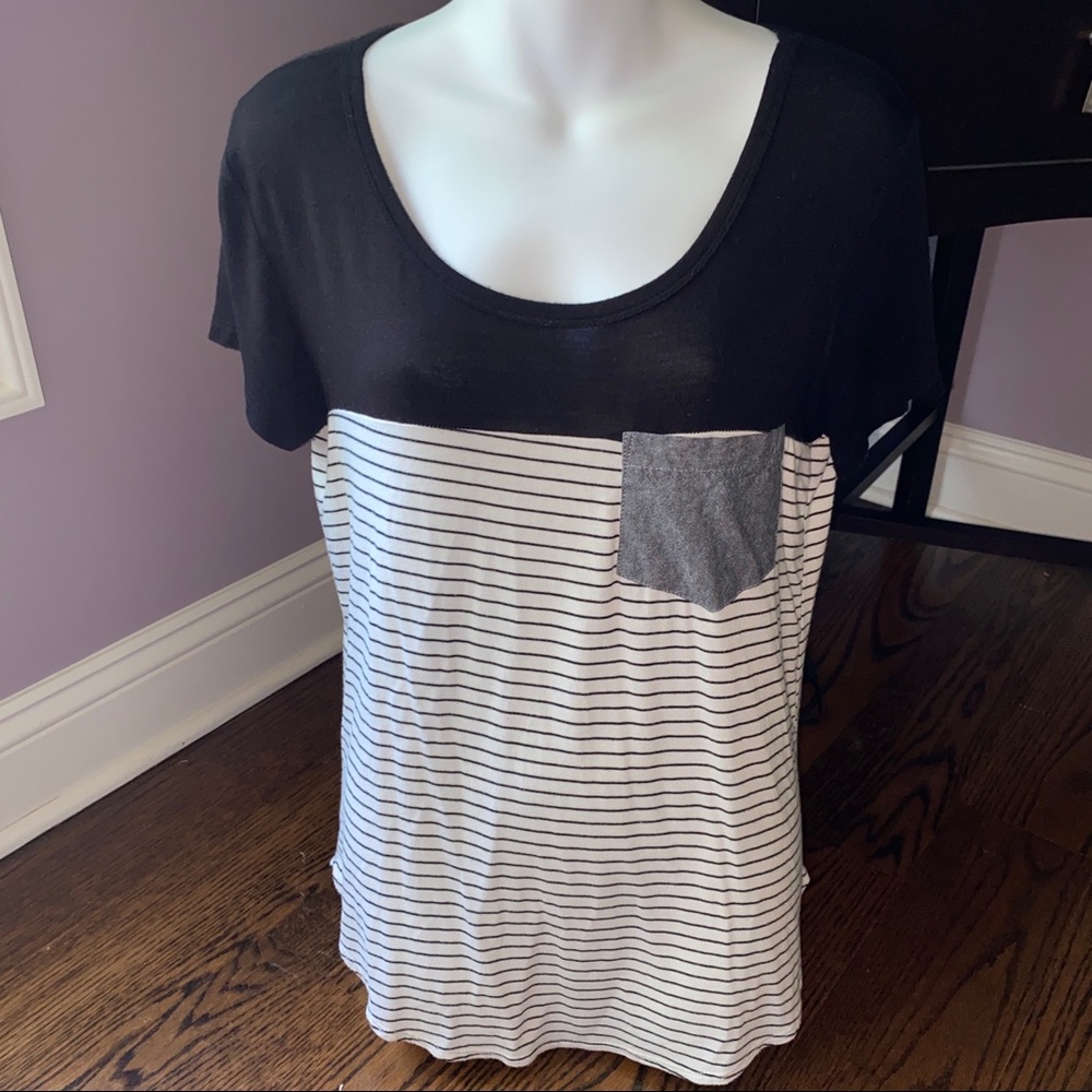 Daytrip Striped Color Block Stretchy Tee, M EUC